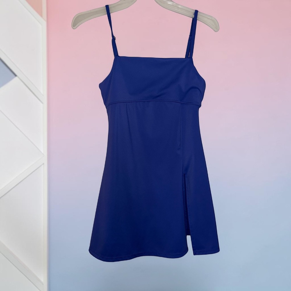 Pinktip Women Royal Blue Active Dress Built-in Shorts Open Back Size M